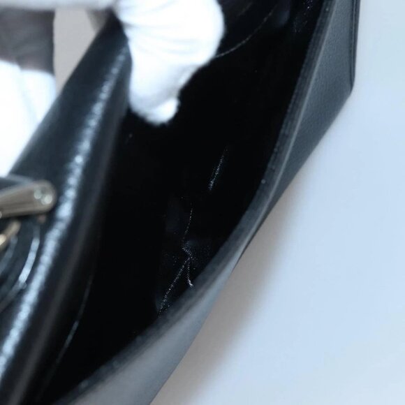 Burberrys Hand Bag Leather Black Silver Auth BA3309 - Picture 12 of 16